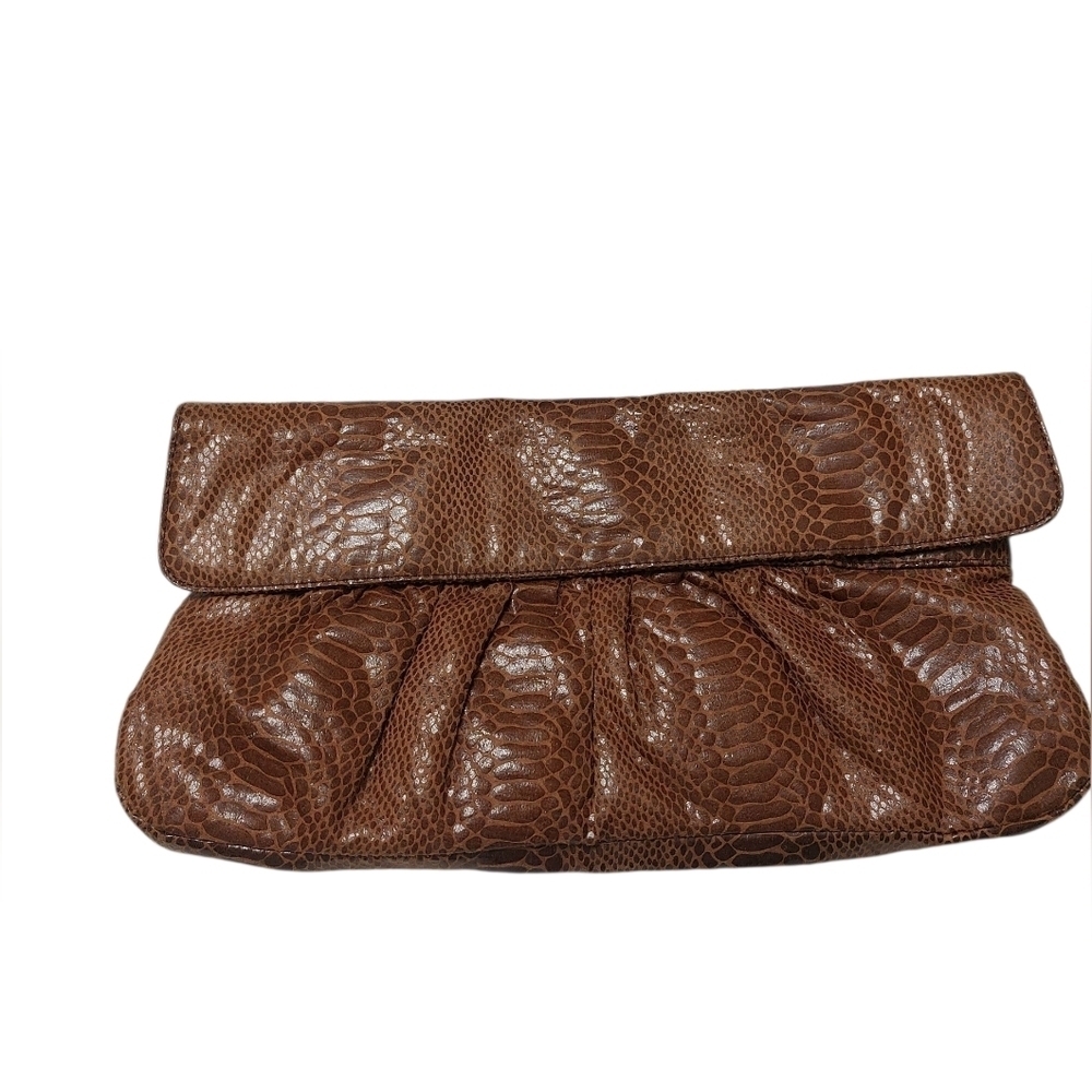 👜 Aldo Textured Snakeskin Brown Clutch